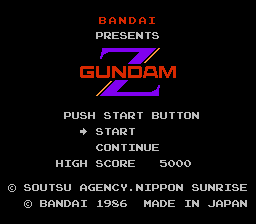 Kidou Senshi Z Gundam title screen for Famicom
